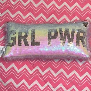 Justice “GRL PWR” Throw Pillow